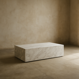 Dunleer Rectangle Marble Plinth Coffee Table