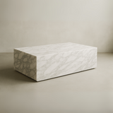 Dunleer Rectangle Marble Plinth Coffee Table